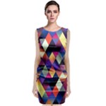 Colorful Geometric  Sleeveless Velvet Midi Dress