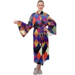 Colorful Geometric  Maxi Velour Kimono