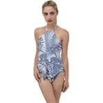 Faded Blue Grunge Go with the Flow One Piece Swimsuit