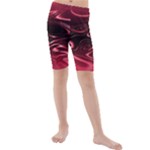 Crimson Red Black Swirl Kids  Mid Length Swim Shorts