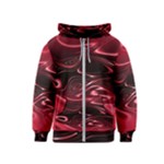 Crimson Red Black Swirl Kids  Zipper Hoodie