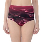 Crimson Red Black Swirl Classic High-Waist Bikini Bottoms