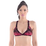 Crimson Red Black Swirl Plunge Bikini Top