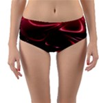 Crimson Red Black Swirl Reversible Mid-Waist Bikini Bottoms