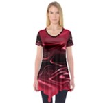 Crimson Red Black Swirl Short Sleeve Tunic 