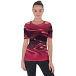 Crimson Red Black Swirl Shoulder Cut Out Short Sleeve Top