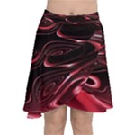 Crimson Red Black Swirl Chiffon Wrap Front Skirt