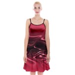 Crimson Red Black Swirl Spaghetti Strap Velvet Dress