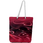 Crimson Red Black Swirl Full Print Rope Handle Tote (Large)