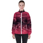 Crimson Red Black Swirl Women s High Neck Windbreaker