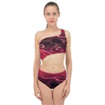 Crimson Red Black Swirl Spliced Up Two Piece Swimsuit