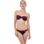 Crimson Red Black Swirl Classic Bandeau Bikini Set