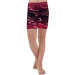 Crimson Red Black Swirl Kids  Lightweight Velour Capri Yoga Leggings