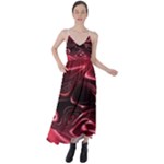 Crimson Red Black Swirl Tie Back Maxi Dress