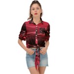 Crimson Red Black Swirl Tie Front Shirt 