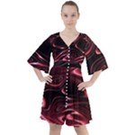 Crimson Red Black Swirl Boho Button Up Dress