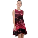 Crimson Red Black Swirl Frill Swing Dress