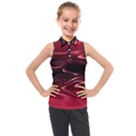 Crimson Red Black Swirl Kids  Sleeveless Polo Tee