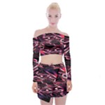 Abstract Art Swirls Off Shoulder Top with Mini Skirt Set