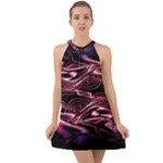 Abstract Art Swirls Halter Tie Back Chiffon Dress