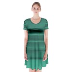 Biscay Green Ombre Short Sleeve V-neck Flare Dress