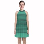 Biscay Green Ombre Velvet Halter Neckline Dress 