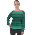 Biscay Green Ombre Off Shoulder Long Sleeve Velour Top