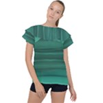Biscay Green Ombre Ruffle Collar Chiffon Blouse