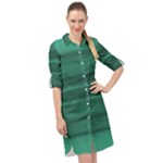 Biscay Green Ombre Long Sleeve Mini Shirt Dress