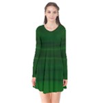 Emerald Green Ombre Long Sleeve V-neck Flare Dress