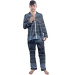 Faded Denim Blue Grey Ombre Men s Long Sleeve Satin Pyjamas Set