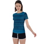 Teal Blue Ombre Back Circle Cutout Sports Tee