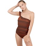 Cinnamon and Rust Ombre Frilly One Shoulder Swimsuit