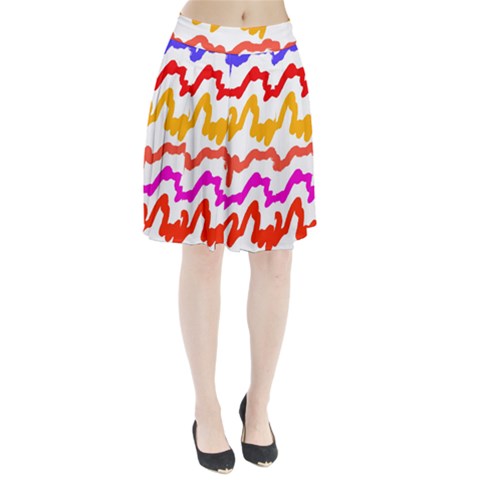 Multicolored Scribble Abstract Pattern Pleated Skirt from ArtsNow.com