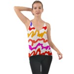 Multicolored Scribble Abstract Pattern Chiffon Cami