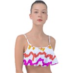 Multicolored Scribble Abstract Pattern Frill Bikini Top