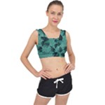 Biscay Green Black Spirals V-Back Sports Bra