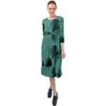 Biscay Green Black Spirals Ruffle End Midi Chiffon Dress