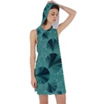 Biscay Green Black Spirals Racer Back Hoodie Dress