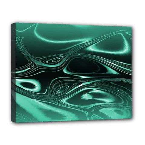 Biscay Green Black Swirls Canvas 14  x 11  (Stretched) from ArtsNow.com