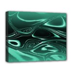 Biscay Green Black Swirls Deluxe Canvas 20  x 16  (Stretched)