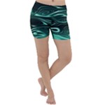Biscay Green Black Swirls Lightweight Velour Yoga Shorts