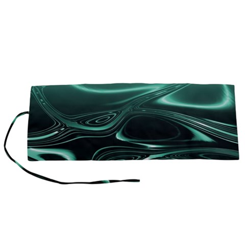 Biscay Green Black Swirls Roll Up Canvas Pencil Holder (S) from ArtsNow.com