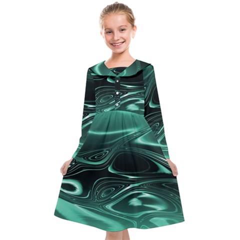 Biscay Green Black Swirls Kids  Midi Sailor Dress from ArtsNow.com