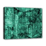 Biscay Green Black Textured Canvas 14  x 11  (Stretched)