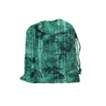 Biscay Green Black Textured Drawstring Pouch (Large)