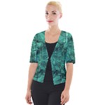 Biscay Green Black Textured Cropped Button Cardigan