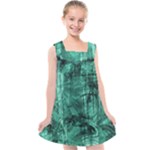 Biscay Green Black Textured Kids  Cross Back Dress