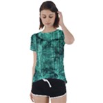 Biscay Green Black Textured Short Sleeve Foldover Tee