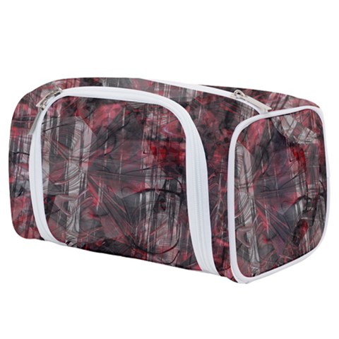 Red Black Abstract Texture Toiletries Pouch from ArtsNow.com